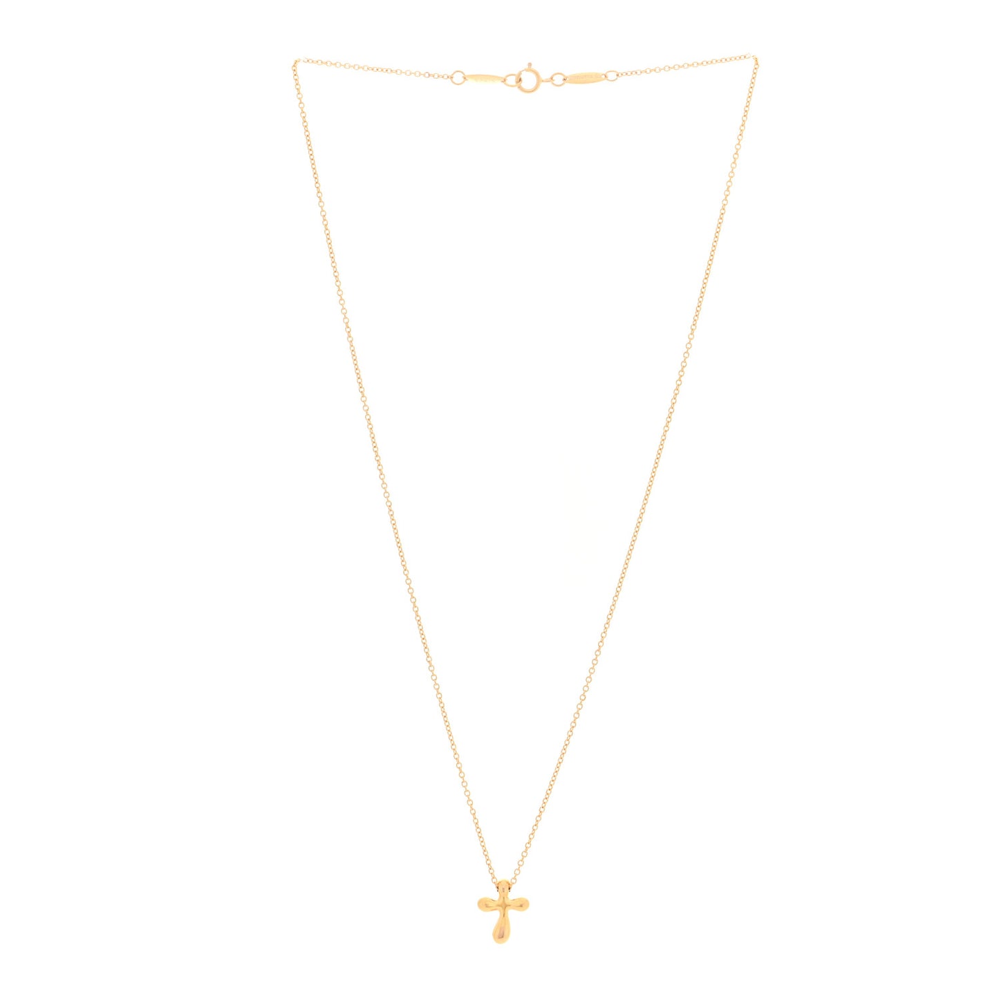 18K Yellow Gold 12mm Elsa Peretti Cross Pendant Necklace