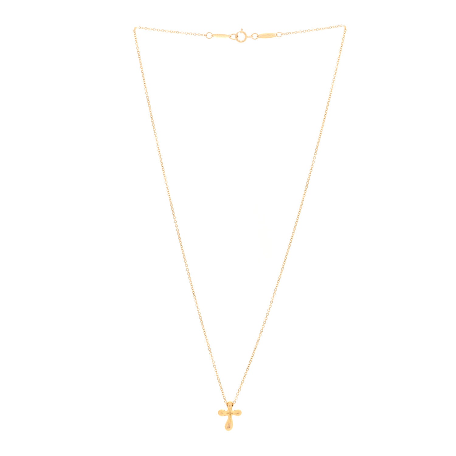 Tiffany 18K Yellow Gold 12mm Elsa Peretti Cross Pendant Necklace 3 of 4