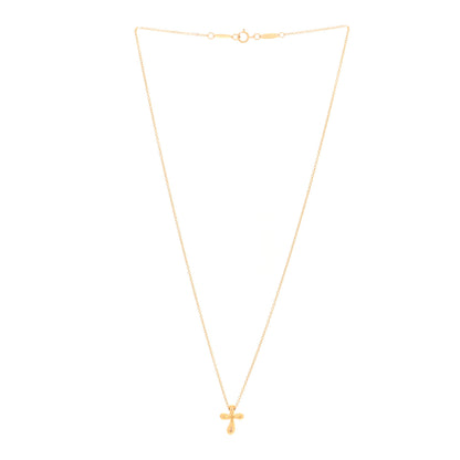 Tiffany 18K Yellow Gold 12mm Elsa Peretti Cross Pendant Necklace 3 of 4