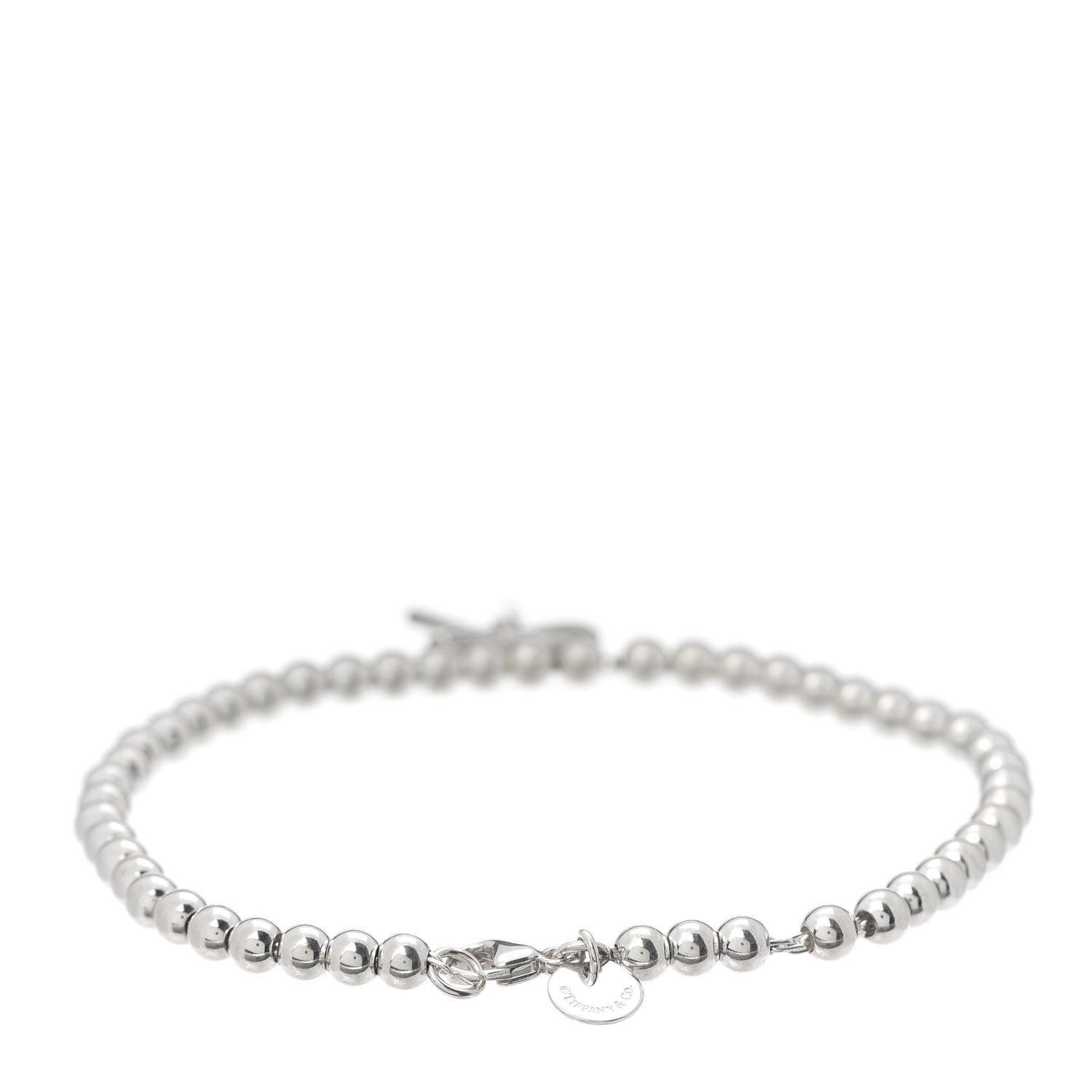 Tiffany Sterling Silver 4mm Bow Bead Bracelet 3 of 5