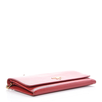 Prada Saffiano Metal Oro Chain Wallet Fuoco 4 of 21
