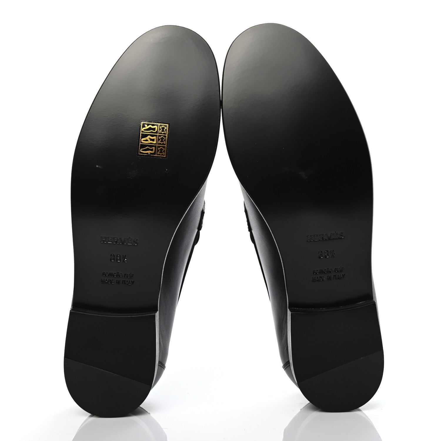 Hermes Calfskin Womens Destin Loafer 38.5 Black 6 of 9