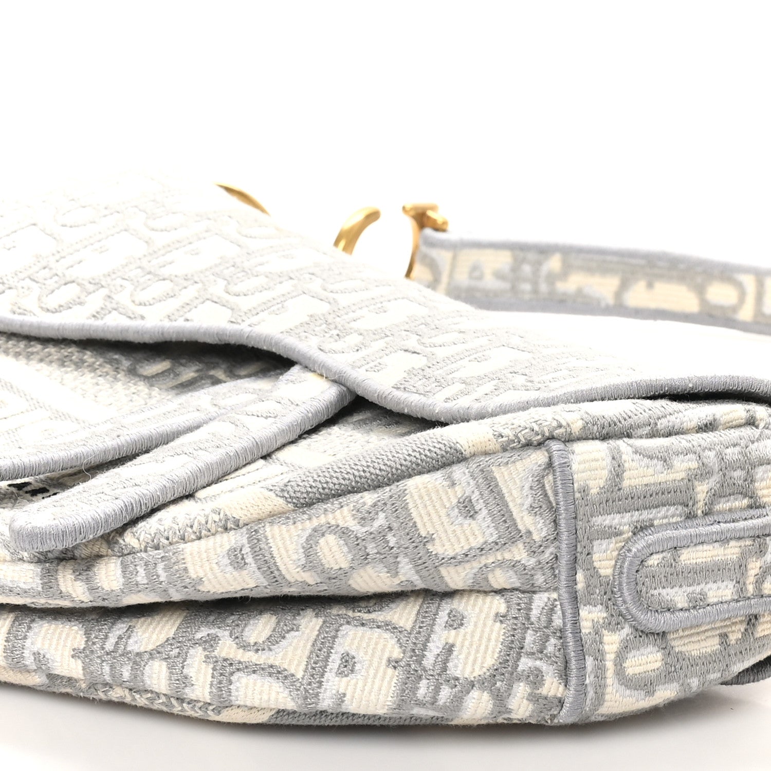 Christian Dior Oblique Embroidered Saddle Bag Gray 10 of 10