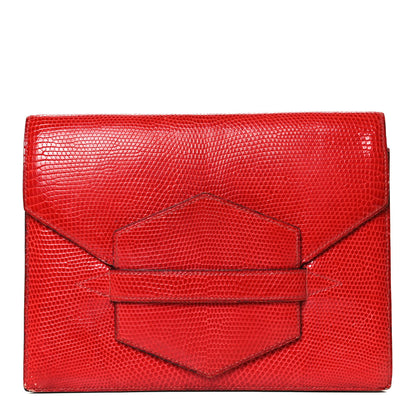Hermes Lizard Faco Clutch Red 1 of 11
