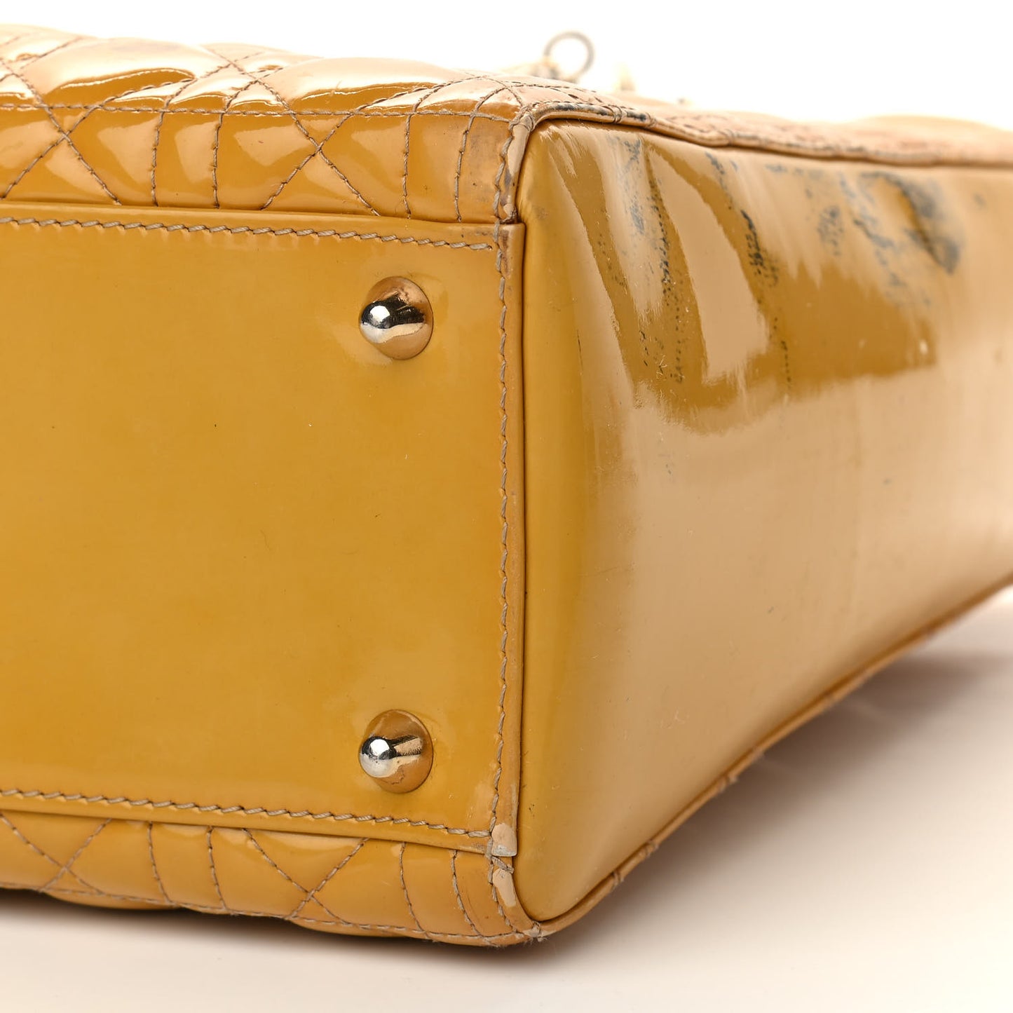 Patent Cannage Large Lady Dior Yellow