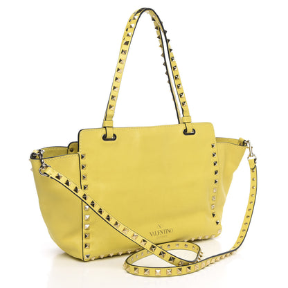 Valentino Garavani Vitello Small Rockstud Tote Water Yellow 3 of 12