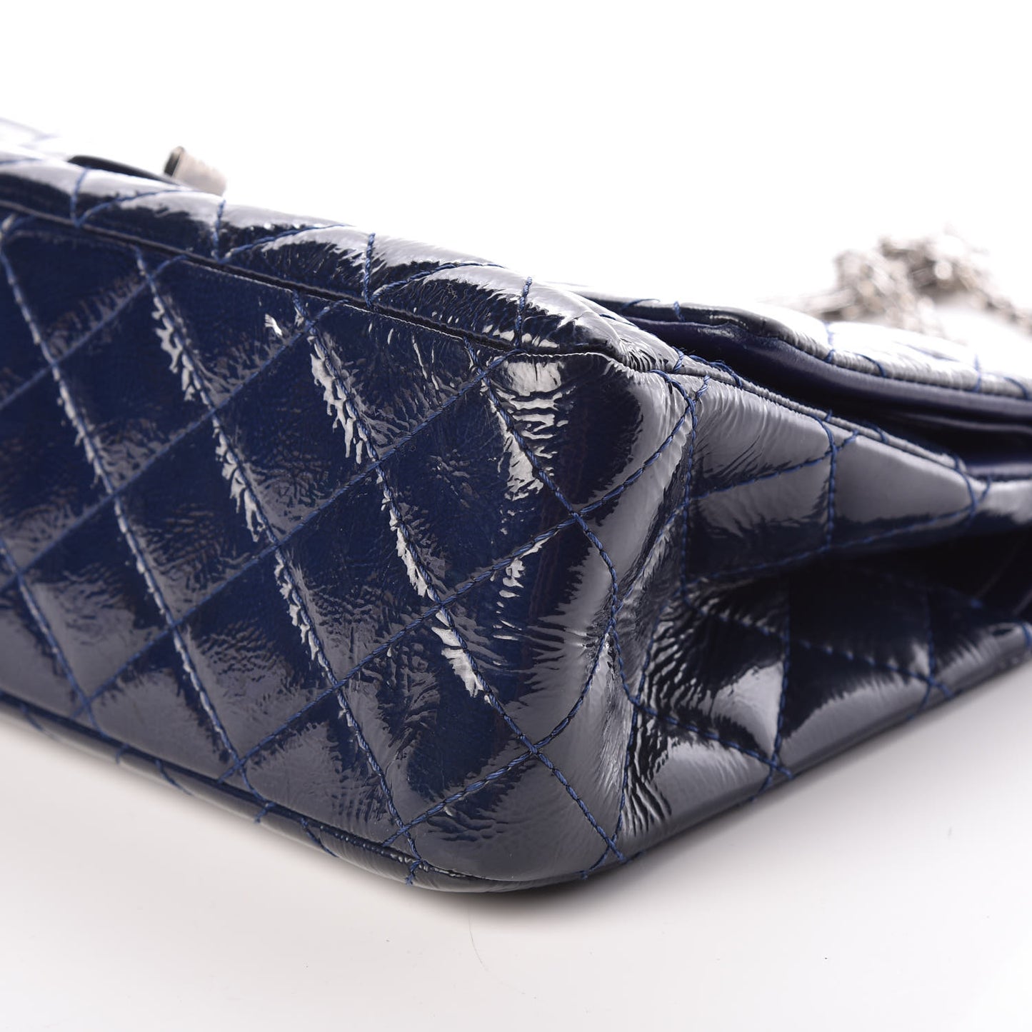 Distressed Patent Quilted 2.55 Reissue 226 Flap Navy