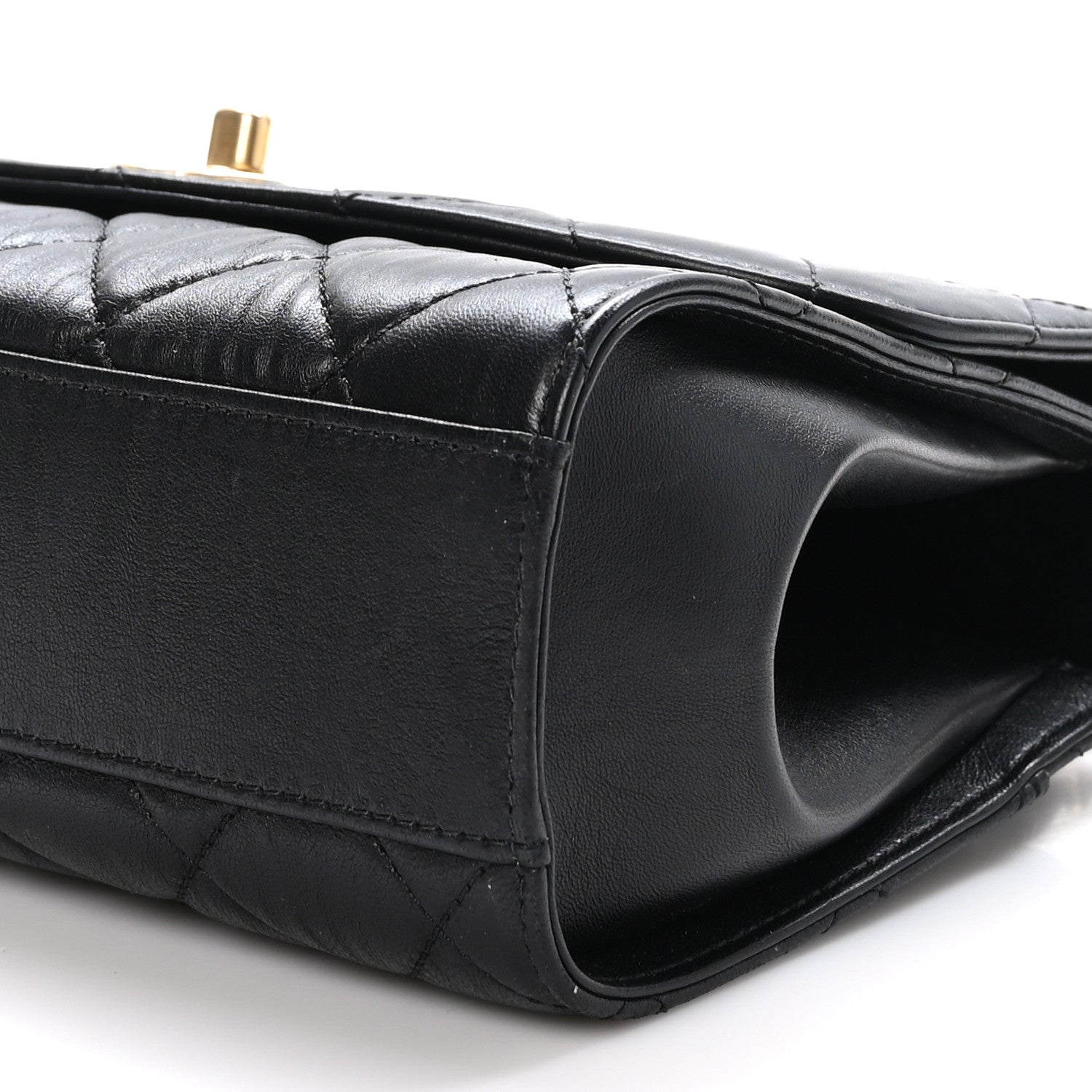 Chanel Crumpled Lambskin Quilted Small CC Links Top Handle Flap Black 10 of 11