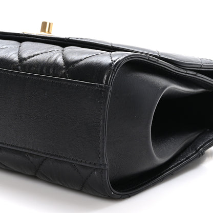 Chanel Crumpled Lambskin Quilted Small CC Links Top Handle Flap Black 10 of 11