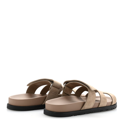Hermes Suede Goatskin Womens Chypre Sandals 37.5 Beige Sable 5 of 10