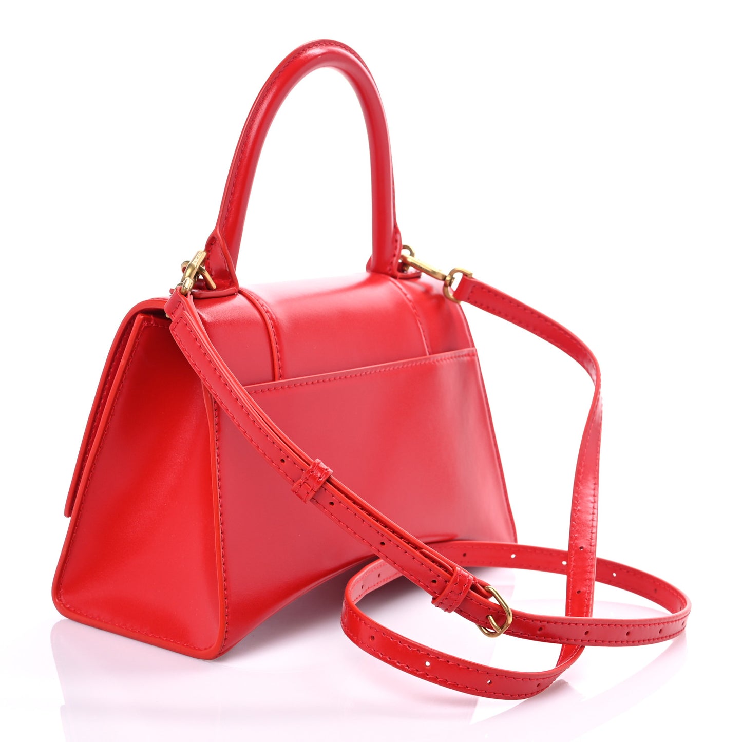 Shiny Box Calfskin Small Hourglass Top Handle Bag Bright Red