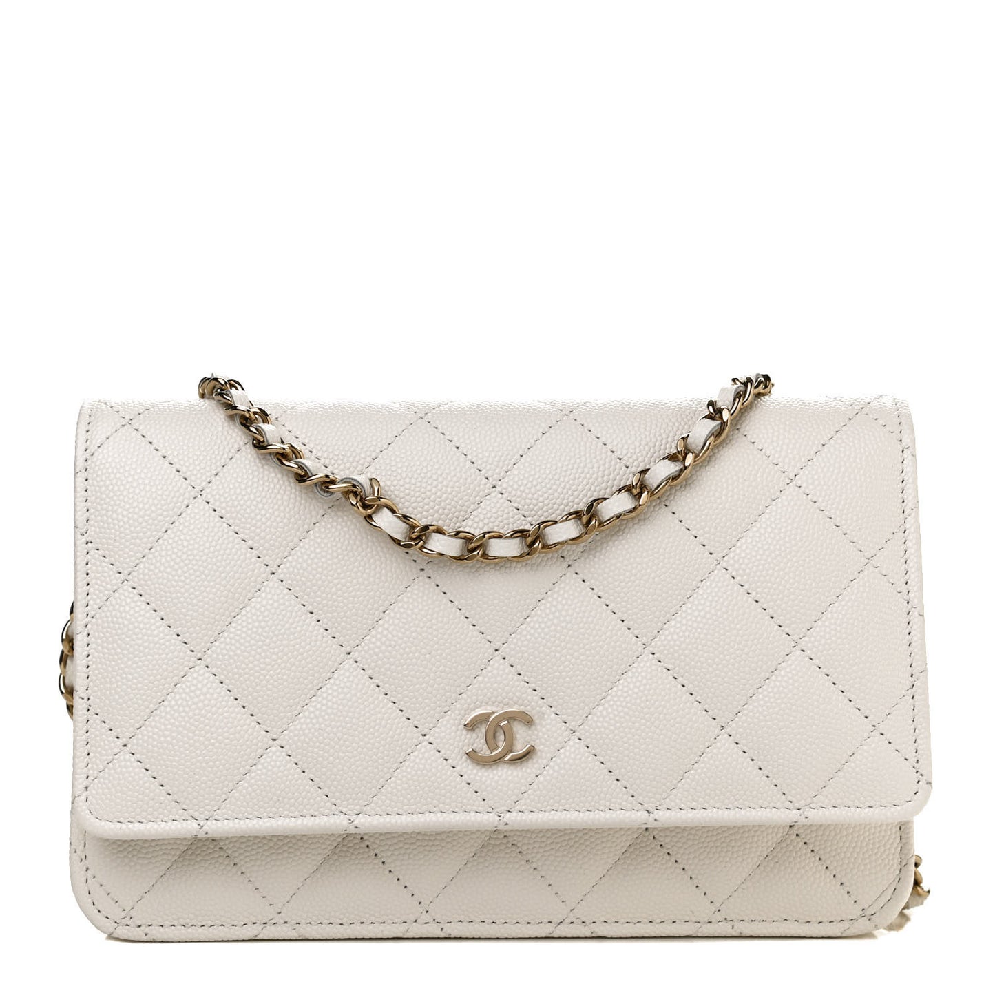 Caviar Quilted Wallet On Chain WOC White