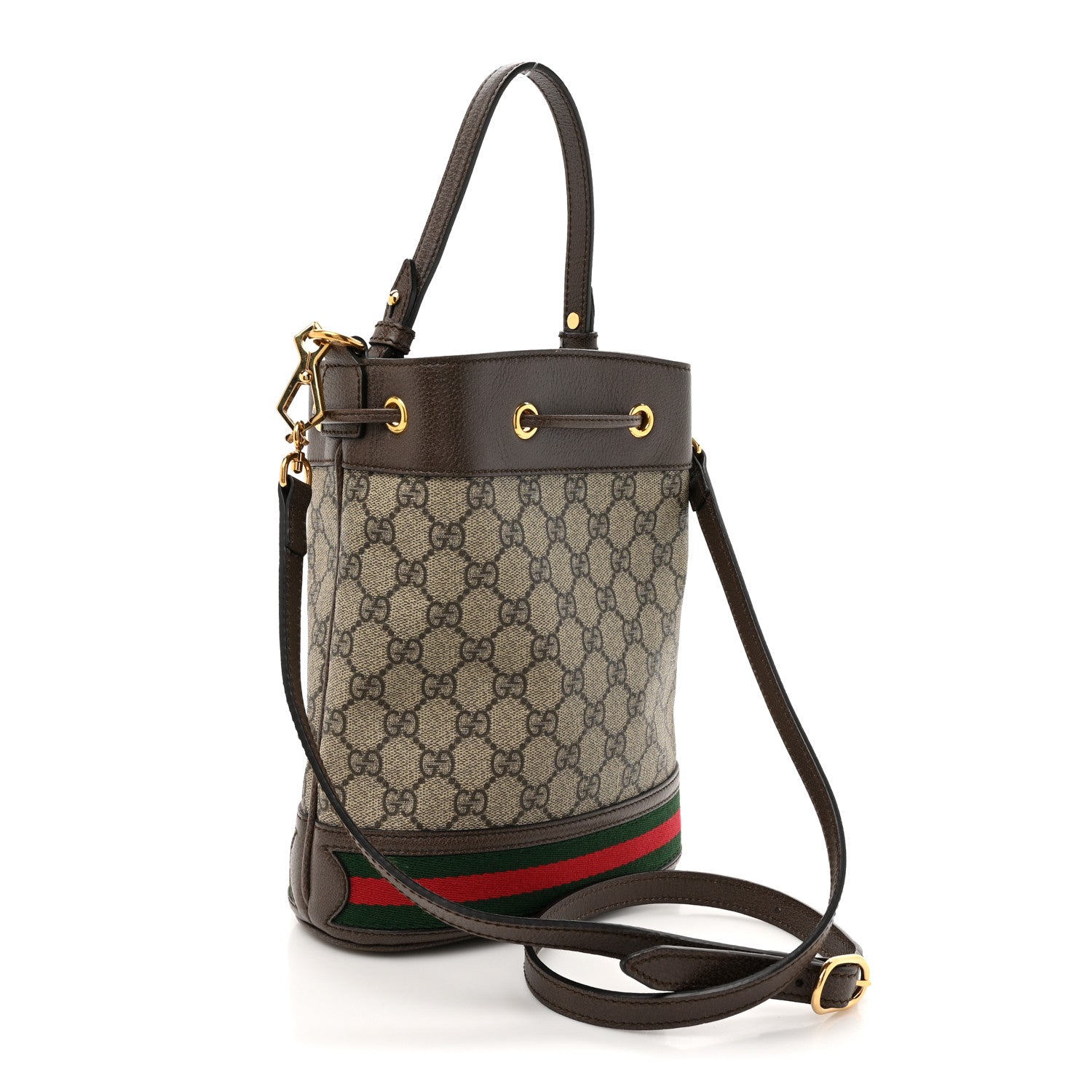 Gucci GG Supreme Monogram Web Small Ophidia Bucket Bag Brown 3 of 10