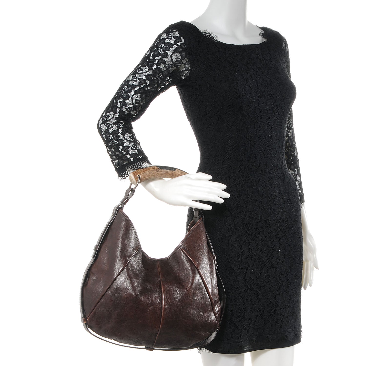 Saint Laurent Mombasa Horn Hobo Brown 2 of 8