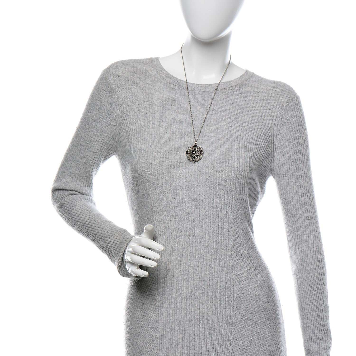 Chanel Enamel Gripoix CC Necklace Black Silver 2 of 5
