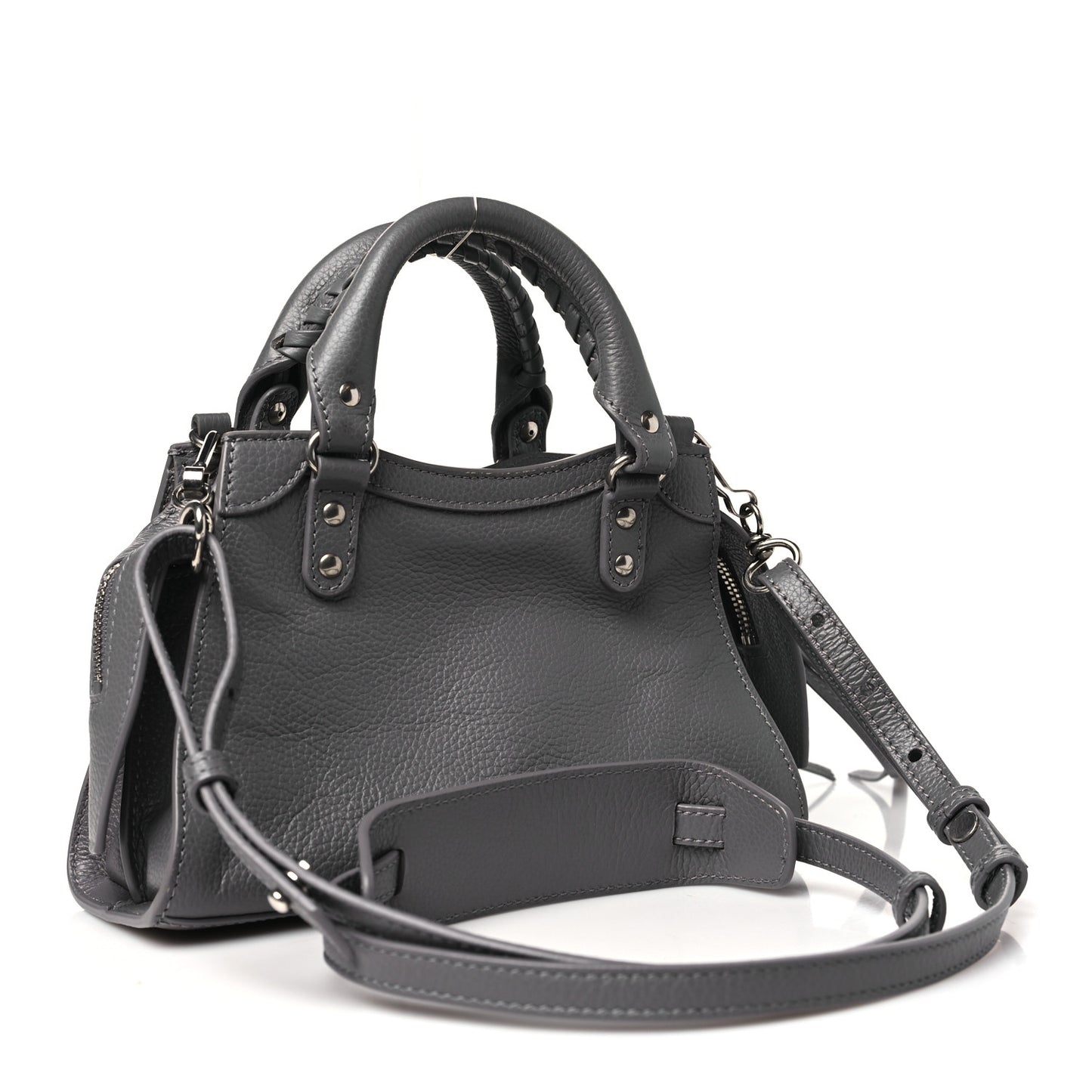 Grained Calfskin Neo Classic Silver Hardware Mini City Dark Grey