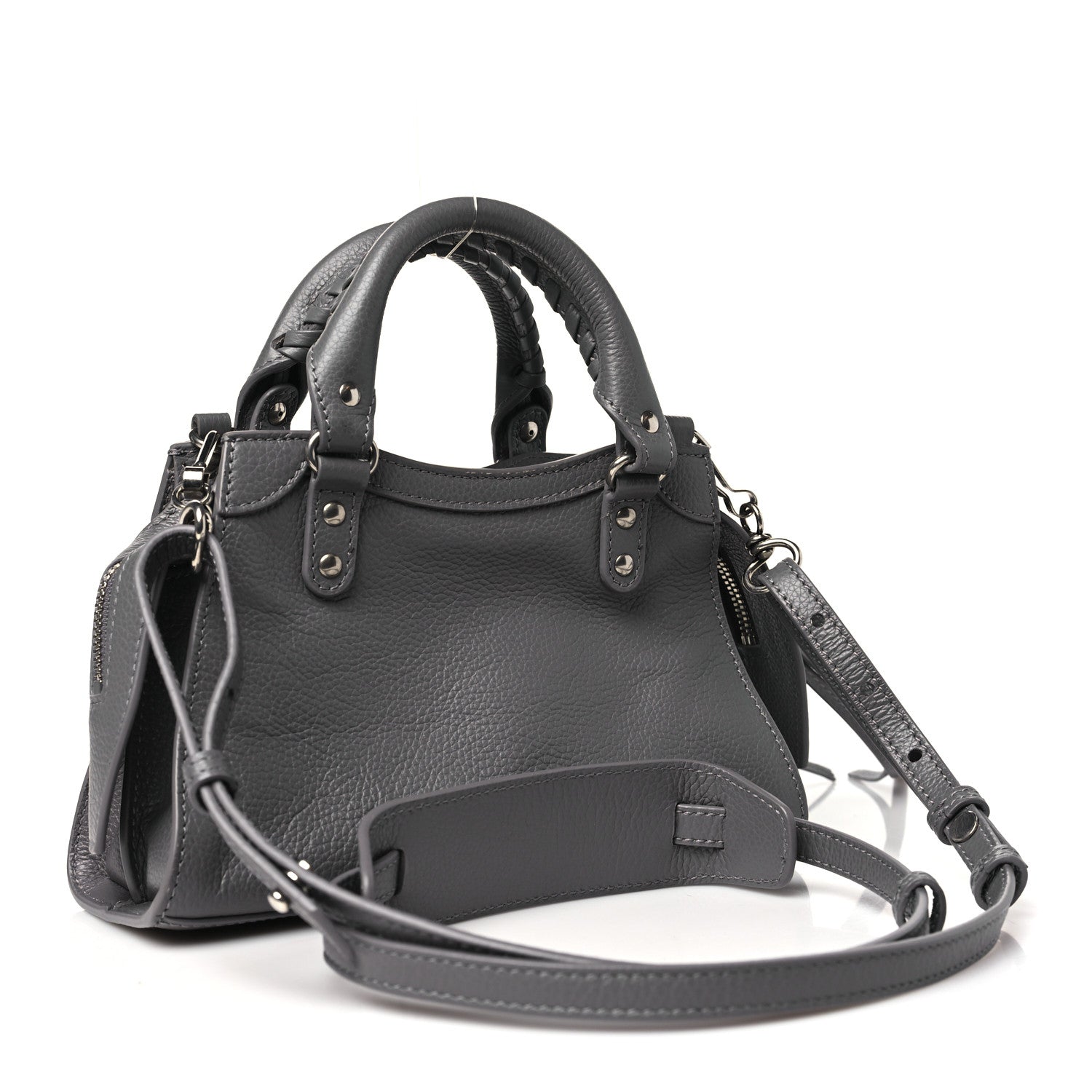 Balenciaga Grained Calfskin Neo Classic Silver Hardware Mini City Dark Grey 3 of 11