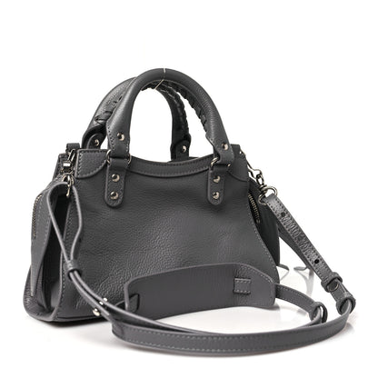 Balenciaga Grained Calfskin Neo Classic Silver Hardware Mini City Dark Grey 3 of 11
