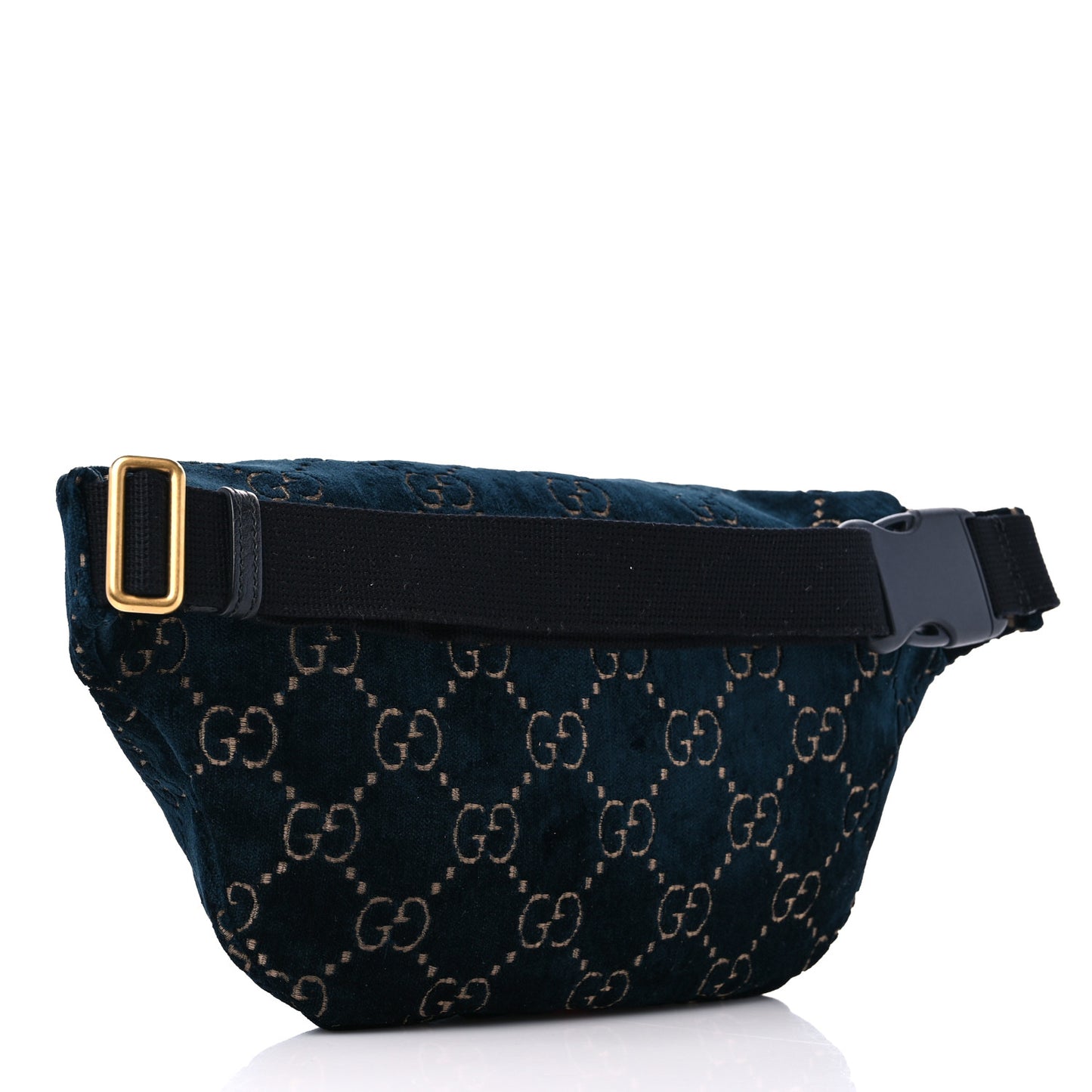 Velvet GG Monogram Web Belt Bag Blue Beige