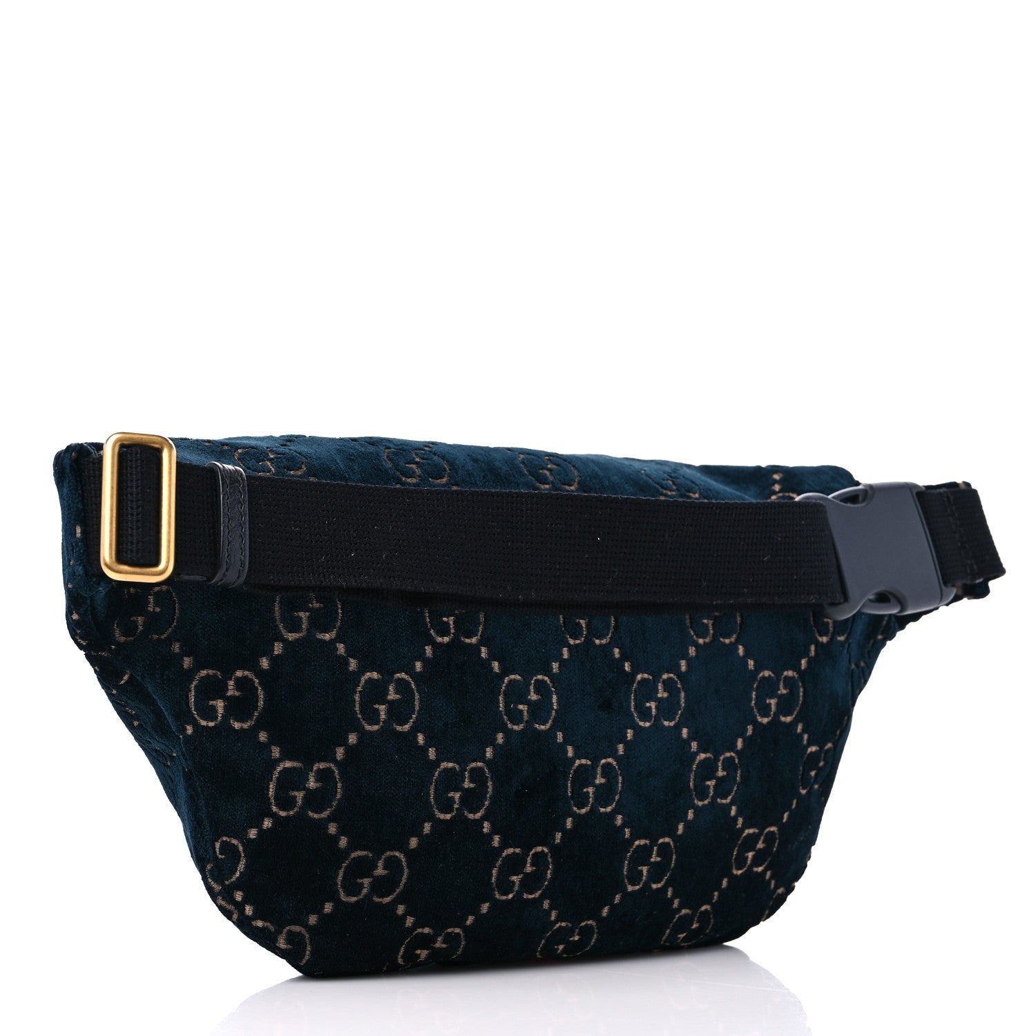 Gucci Velvet GG Monogram Web Belt Bag Blue Beige 3 of 13