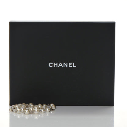Chanel Crystal Pearl CC Long Necklace Silver 6 of 6