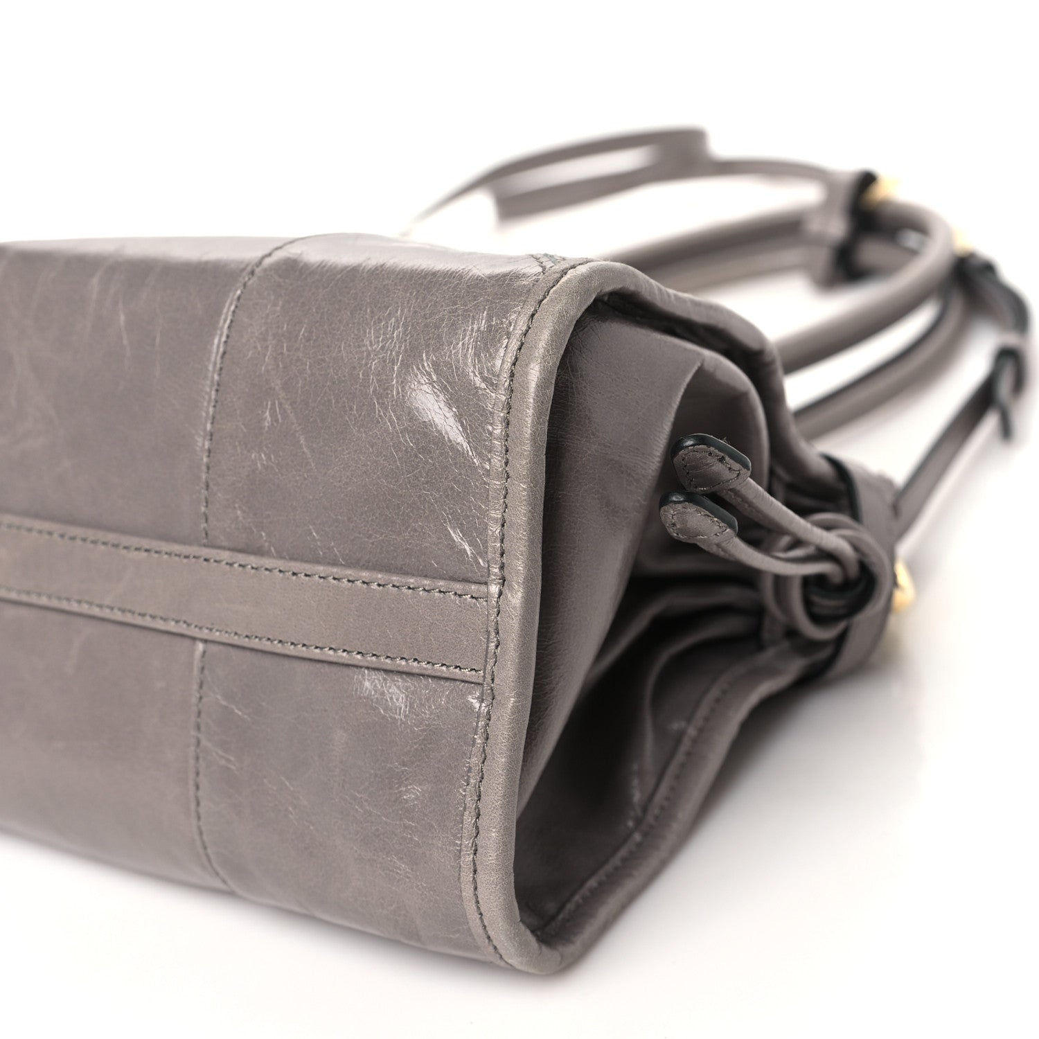 Prada Glossy Calfskin Triangle Medium Bonnie Shoulder Bag Pewter 9 of 10