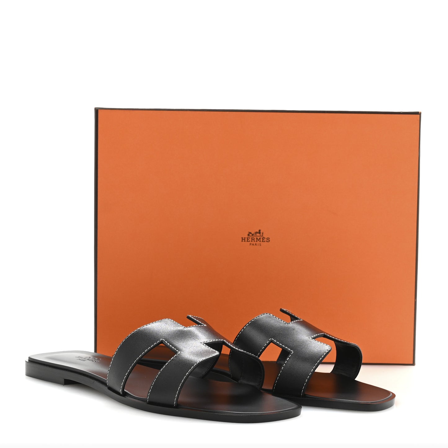 Box Calfskin Oran Sandals 41 Black