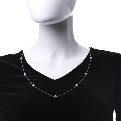 Mikimoto 18K Yellow Gold Akoya Pearl 7mm Station Necklace 30" 2 of 5