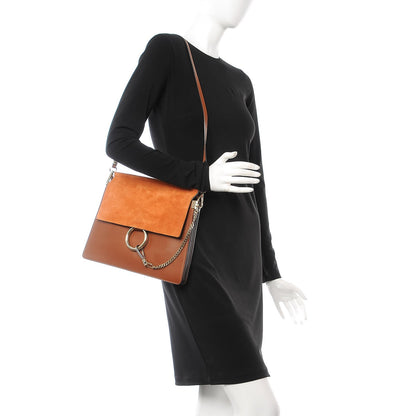 Chloe Suede Calfskin Medium Faye Shoulder Bag Tobacco 2 of 9