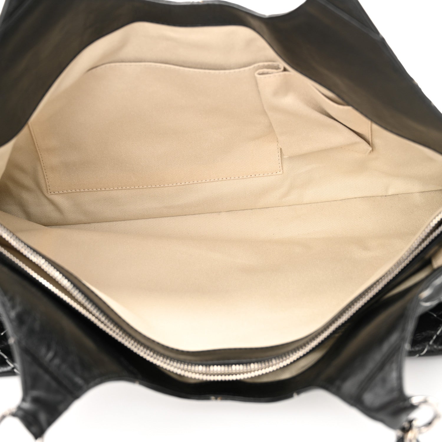 Chanel Glazed Goatskin Double Contrast Stitch Tote Black Black Black 5 of 12