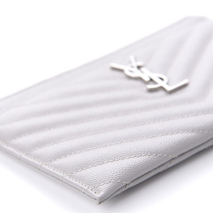 Saint Laurent Grain De Poudre Chevron Monogram Bill Pouch Granite 6 of 9