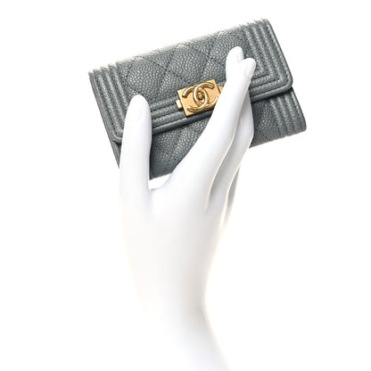 Chanel Caviar Quilted Boy Flap Card Holder Grey 2 of 9