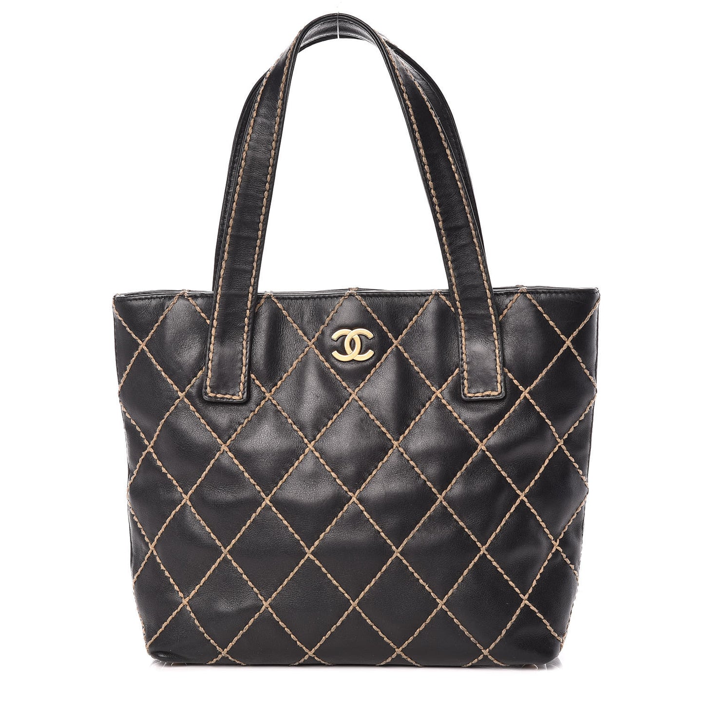 Calfskin Wild Stitch Tote Black