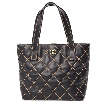 Chanel Calfskin Wild Stitch Tote Black 1 of 15
