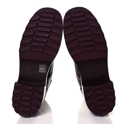 Chanel Calfskin Velvet Pearl Combat Short Boots 42 Burgundy 15 of 30