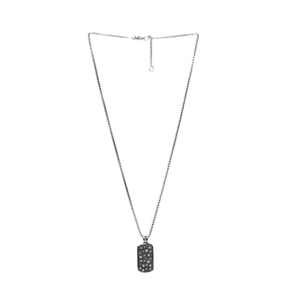 David Yurman Sterling Silver Diamond Midnight Melange Dog Tag Pendant Necklace 3 of 6