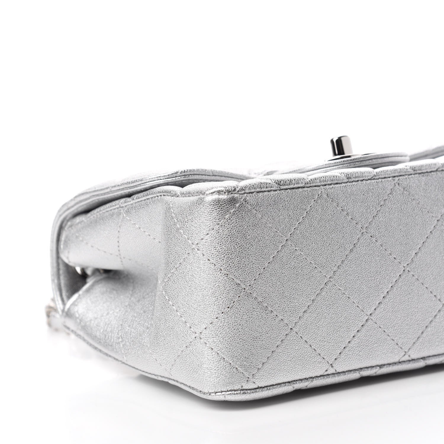 Chanel Metallic Lambskin Quilted Mini Square Flap Silver 6 of 11