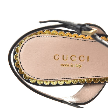 Gucci Nappa Queen Margaret Mid Heel Sandals 36.5 Black 7 of 9