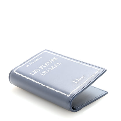 Christian Dior Calfskin Cover Bi-Fold Card Holder Blue White 4 of 8