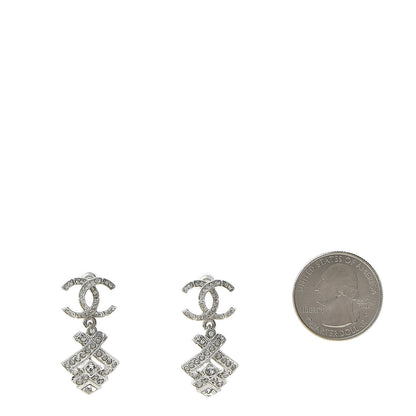 Chanel Crystal CC Drop Earrings Silver 2 of 5
