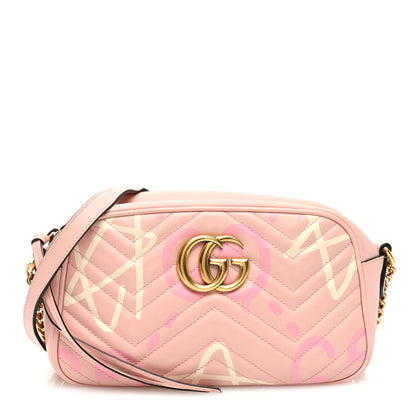 Gucci Calfskin Matelasse GucciGhost Small GG Marmont Chain Shoulder Bag Perfect Pink Rosa Ivory 1 of 10