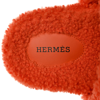 Hermes Woolskin Womens Chypre Sandals 39.5 Orange 7 of 11
