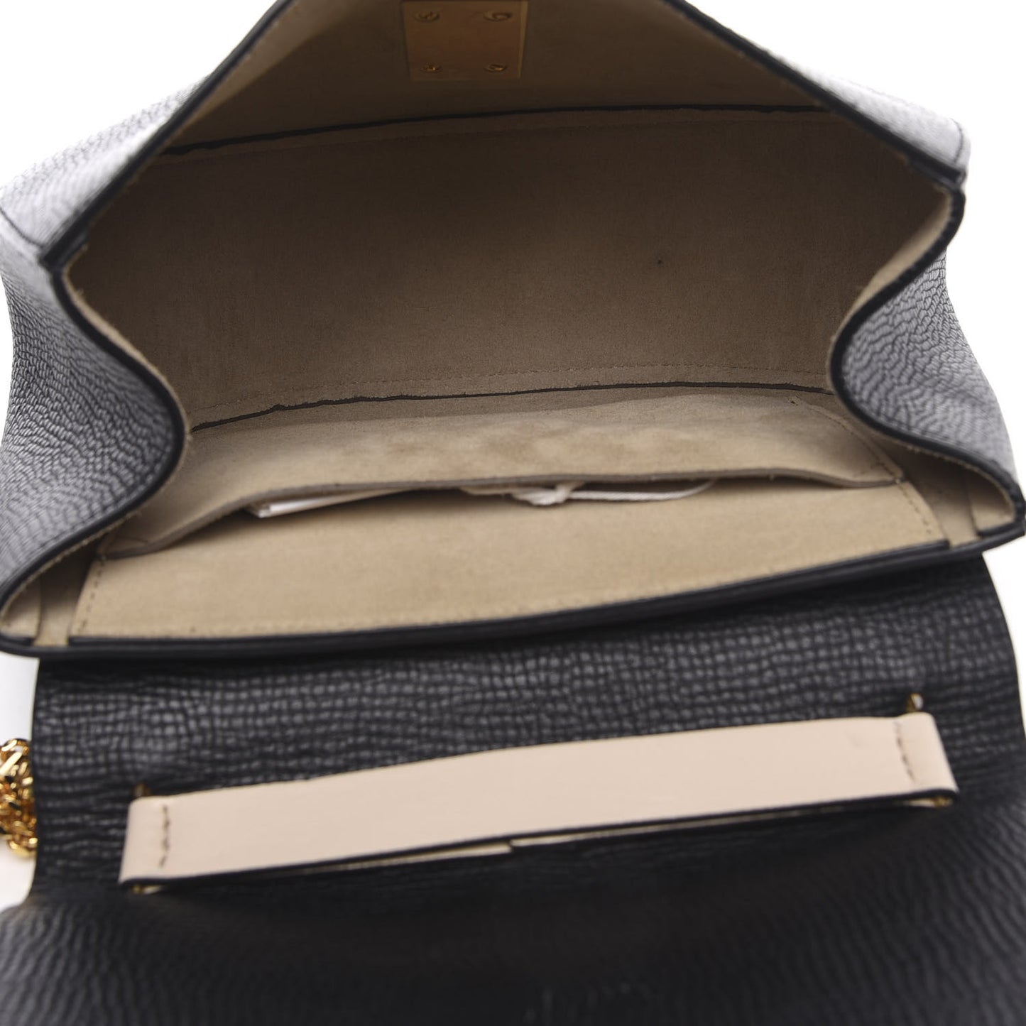 Grained Calfskin Lambskin Bi-Color Drew Shoulder Bag Black Powder Beige