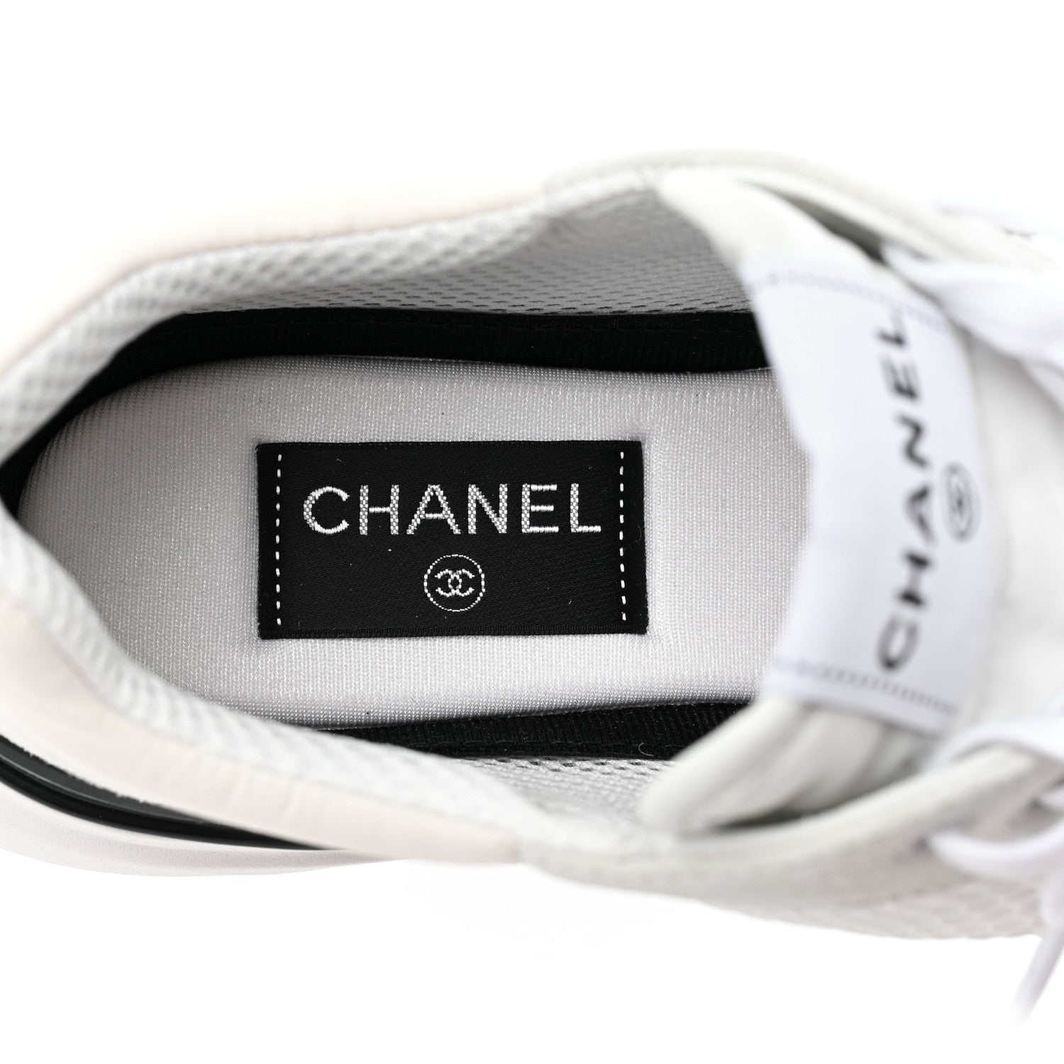 Chanel Calfskin Mesh Lycra Suede Womens Logo Sneakers 39 White 8 of 11