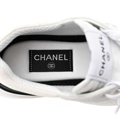 Chanel Calfskin Mesh Lycra Suede Womens Logo Sneakers 39 White 8 of 11