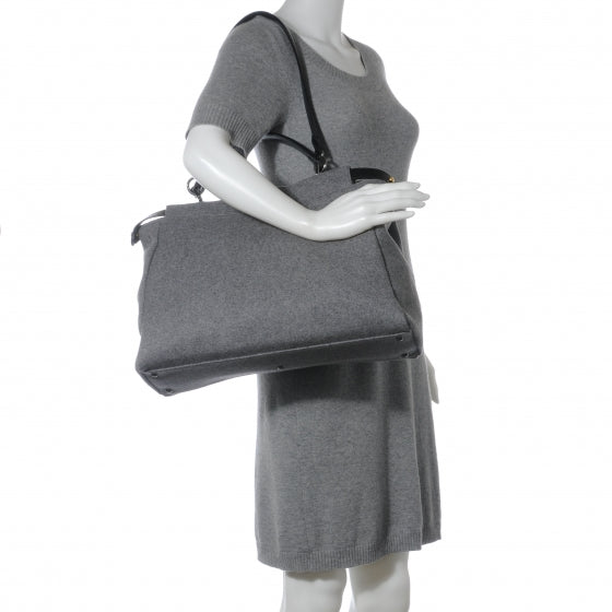 Fendi Flannel Large Peekaboo Iconic Satchel Grey 2 of 9