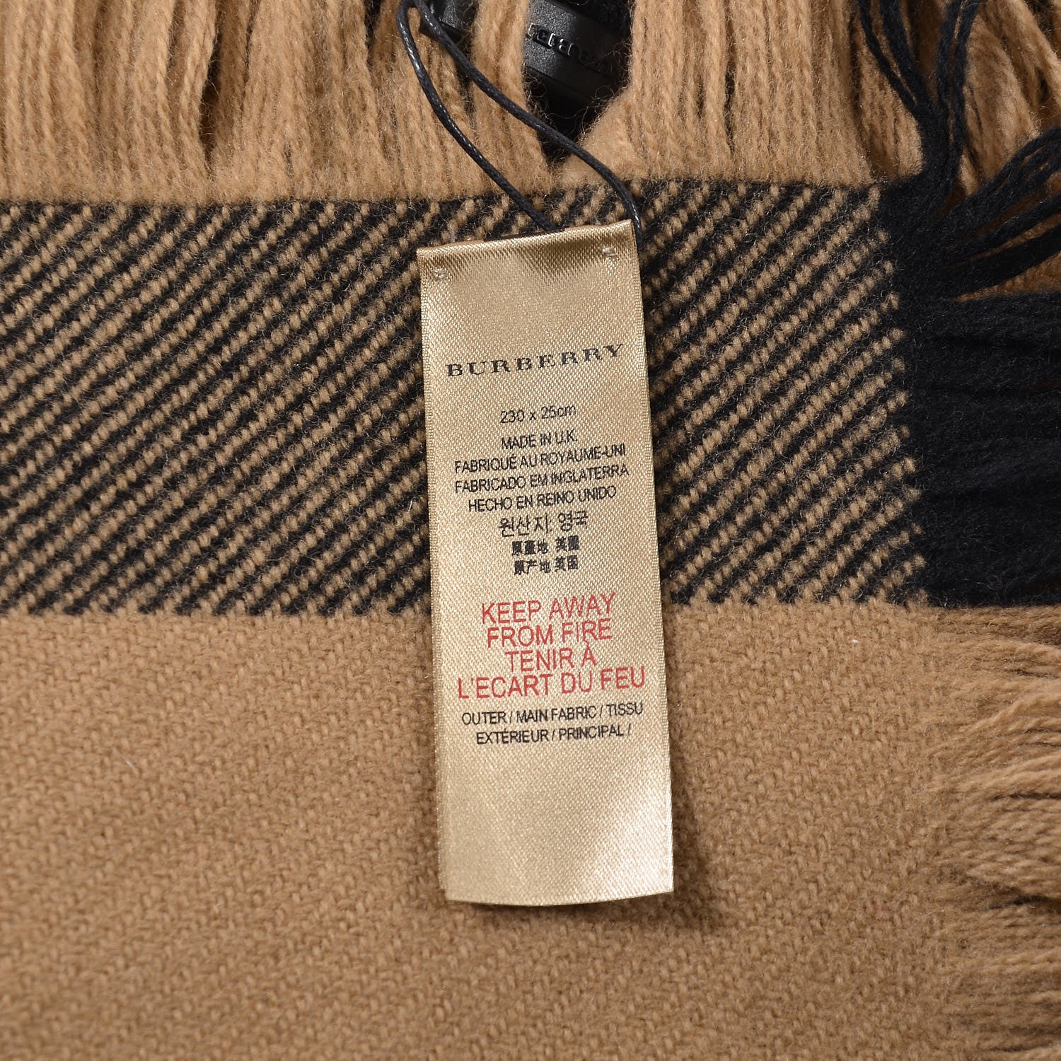 Burberry Wool Half Mega Check Fringe Scarf Camel 4 of 6