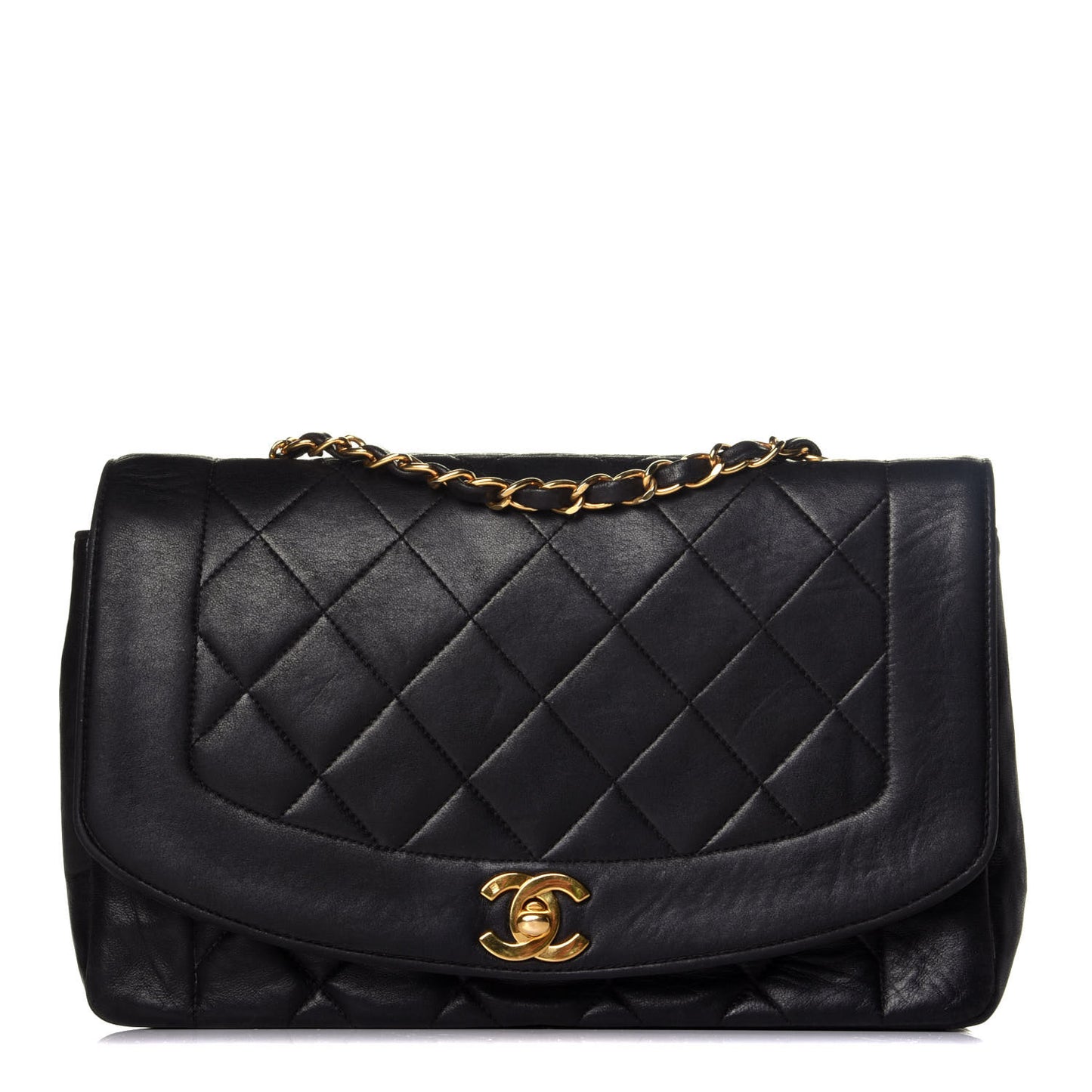 Lambskin Quilted Medium Single Flap Black