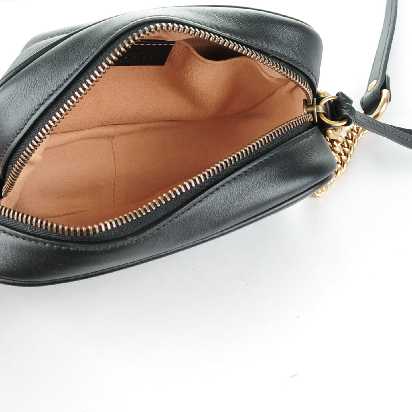 Calfskin Matelasse Mini GG Marmont Chain Shoulder Bag Black