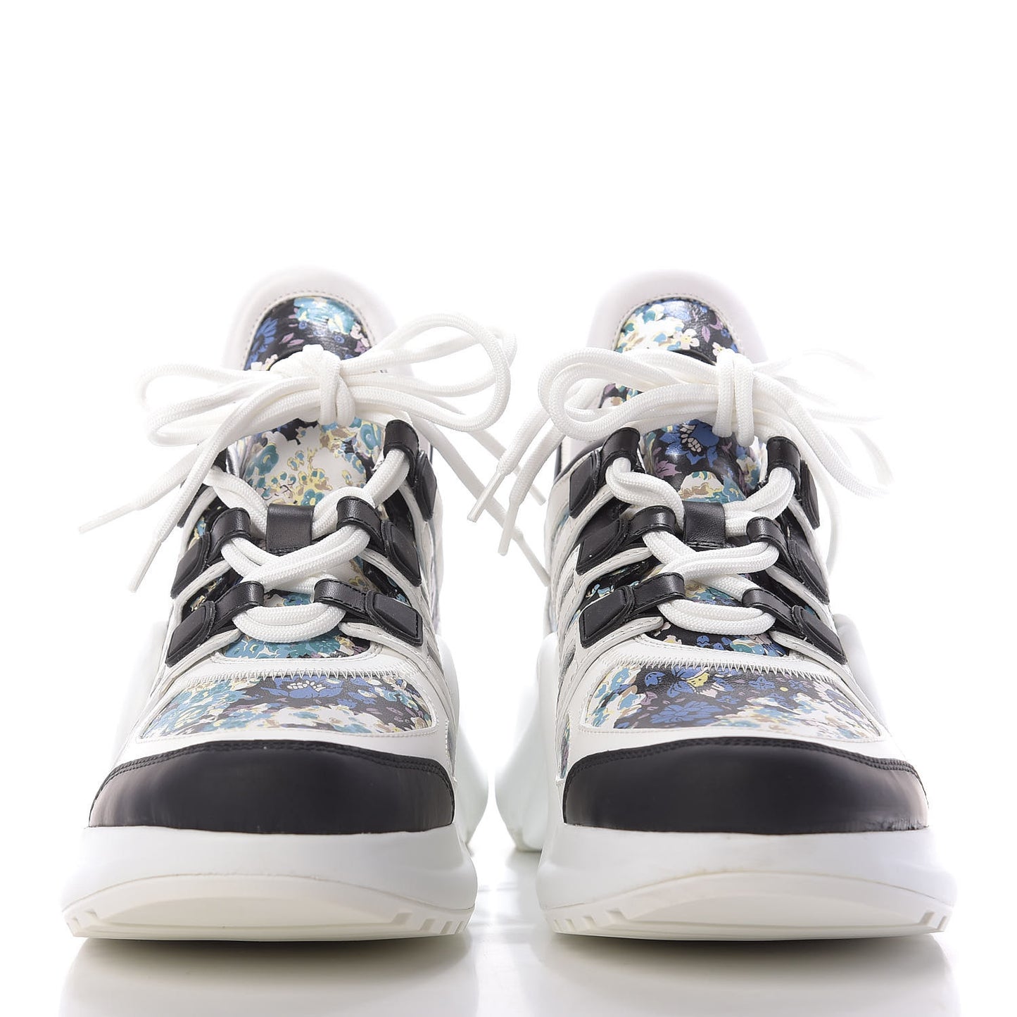 Flower Printed Calfskin Monogram LV Archlight Sneakers 38 Black Blue